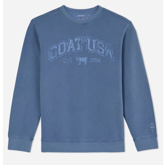 GOAT USA Linden Crewneck Sweatshirt – Unisex XS – Blue – NWT – Vintage Wash - Picture 1 of 5